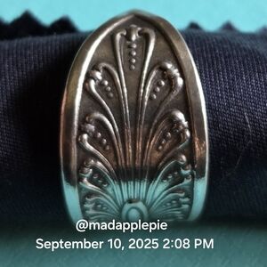 Sterling Silver Spoon Ring Vintage Antique Hand Crafted #129